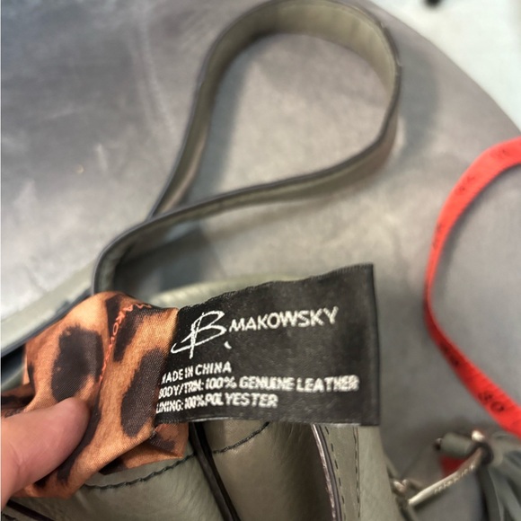 B. Makowsky Gray Leather Shoulder Bag - Picture 8 of 8